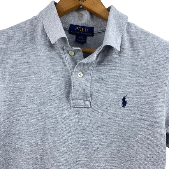 POLO Ralph Lauren Classic Cotton Mesh Polo Shirt Pony SS Heather Grey M 10-12 - Picture 3 of 15